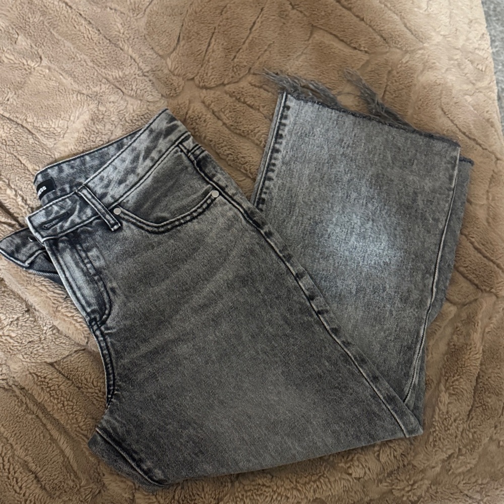 Express Women's Washed Black Ankle Jeans
